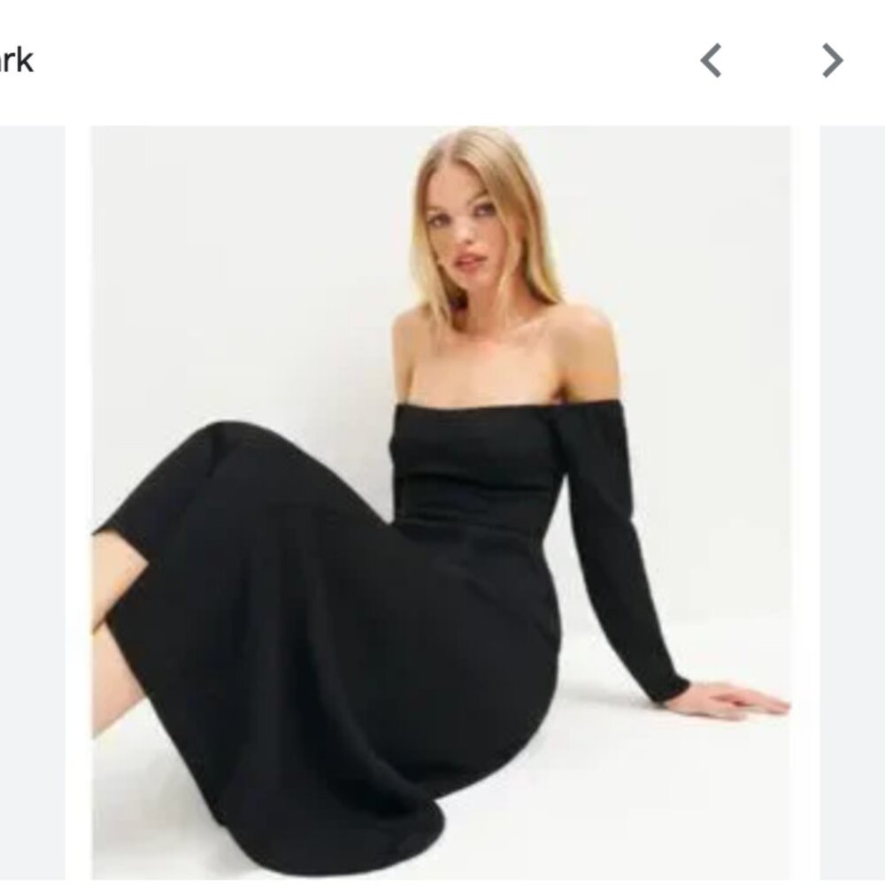 Reformation Ballari Dress - Off shoulder Black Midi - Picture 4 of 7